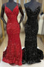 Mermaid Sequine Long Formal Prom Dress with Double Straps
