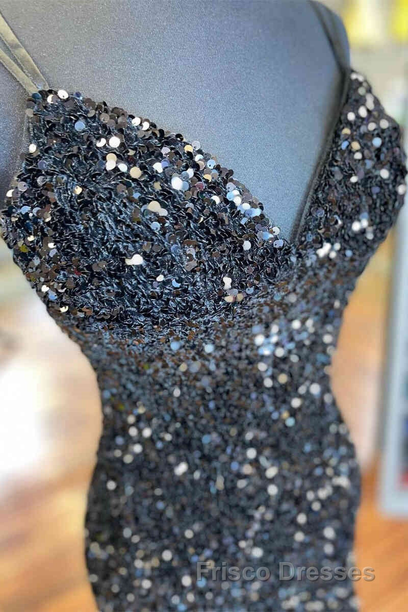 Cirss Cross Straps Black Sequined Homecoming Dress Secondary image