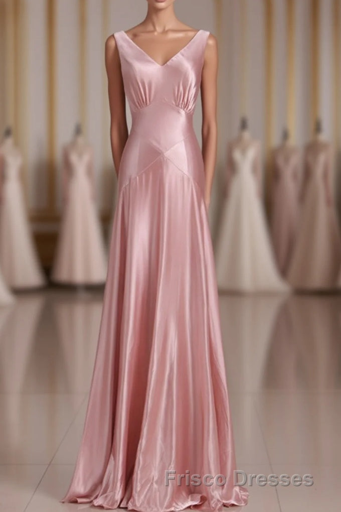 V-Neck Pink Tie Back Mermaid Bridesmaid Dress Main image