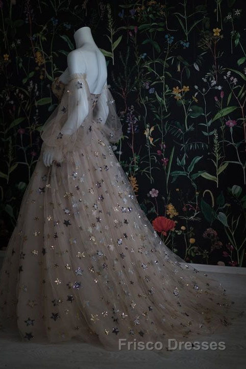 Chic Long Sweetheart Front Split Star Formal Prom Dress With Sleeves Secondary image