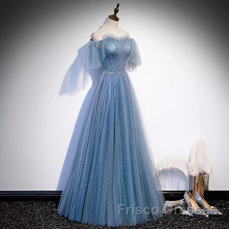 Glitter Fairytale Tulle Dusty Blue Formal Prom Dress Secondary image