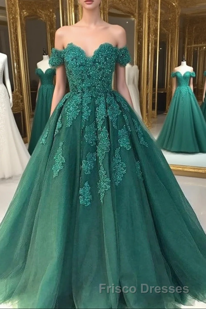 Off Shoulder Lace A Line Long Custom Evening Formal Prom Dress Main image