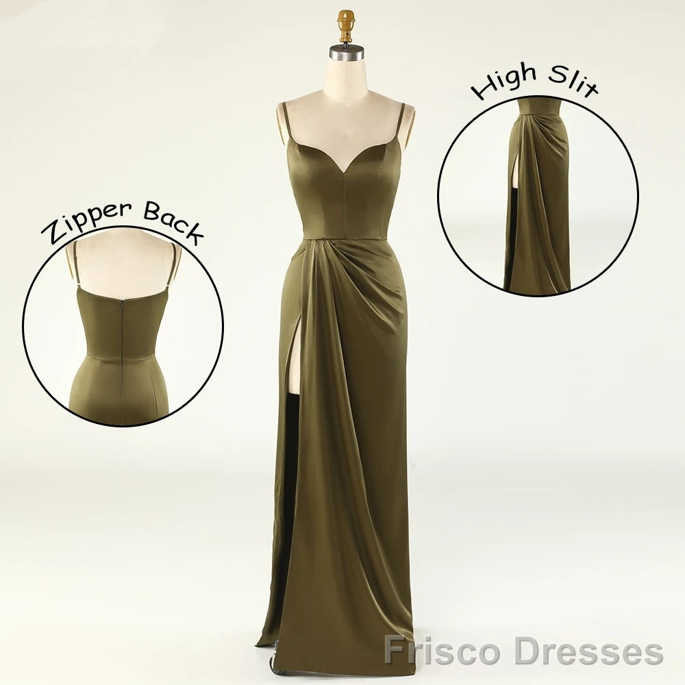 Thin Straps Simple Prom Gowns With Leg Slit Side Secondary image