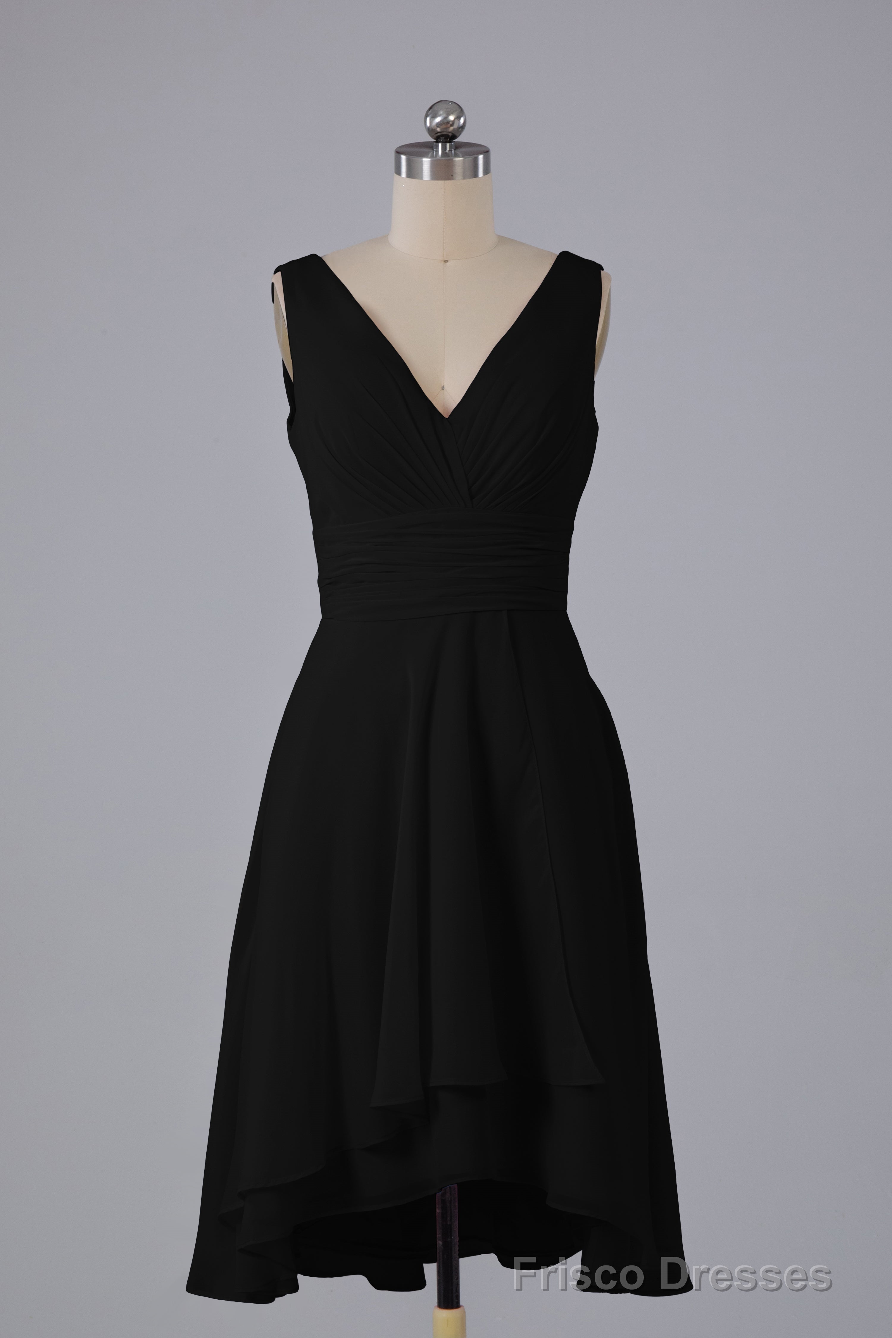 High Low Knee Length V-Neck Bridesmaid Dresses