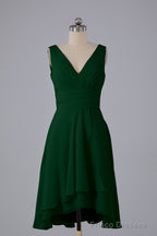 High Low Knee Length V-Neck Bridesmaid Dresses