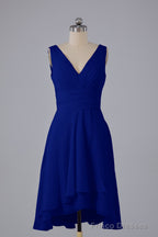 High Low Knee Length V-Neck Bridesmaid Dresses