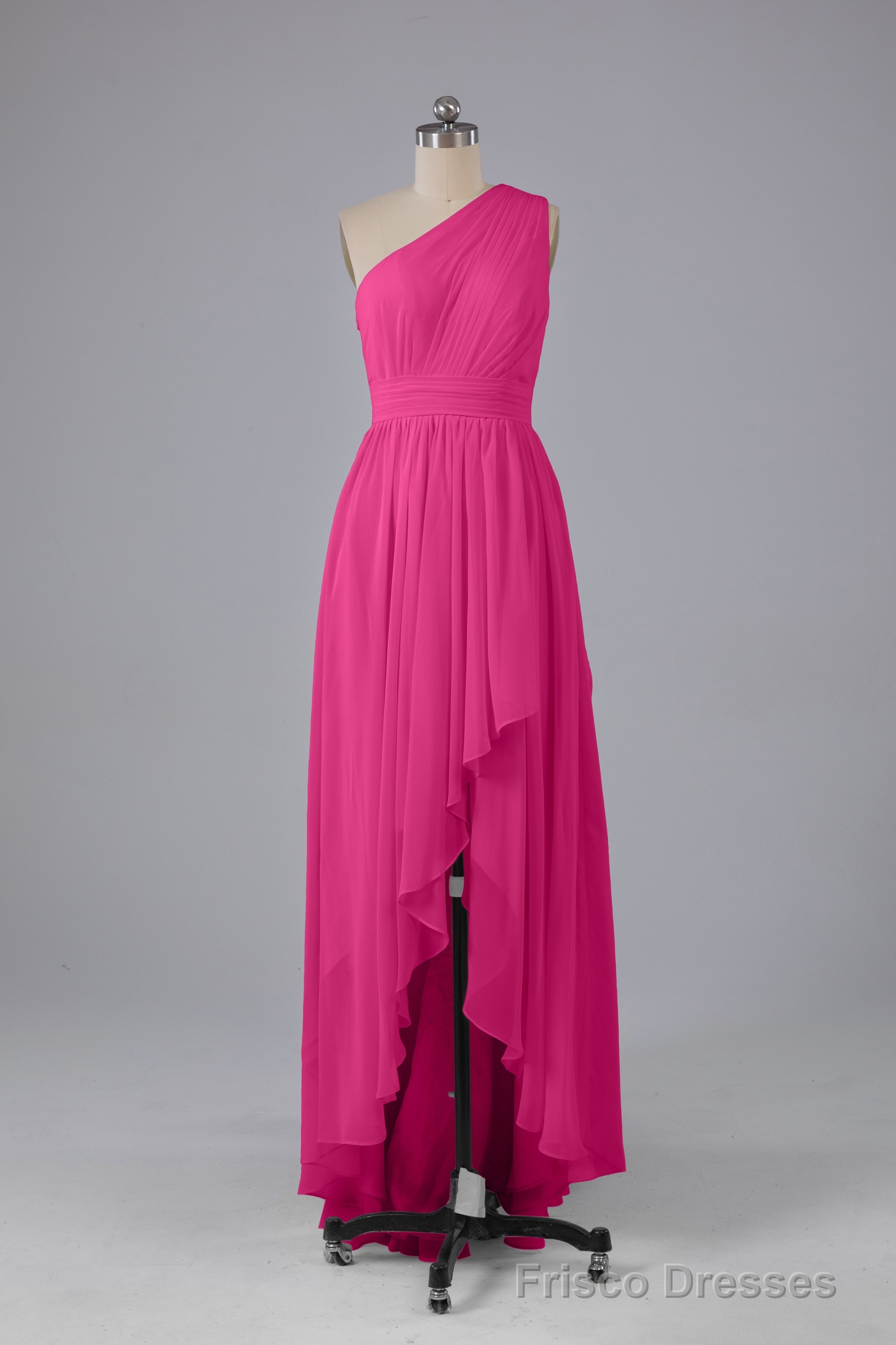 High Low One Shoulder Chiffon Bridesmaid Dresses Main image