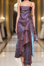 Spaghetti Straps Purple Mermaid Vintage Ruffled Formal Prom Dresses