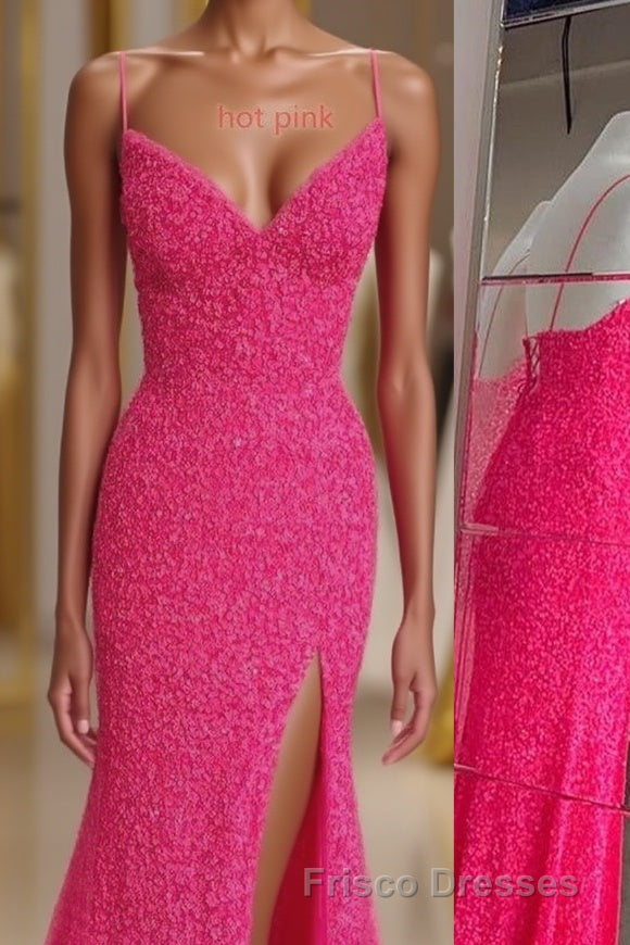 Mermaid Sequins Flattering Long Formal Prom Party Dress With Slit Main image