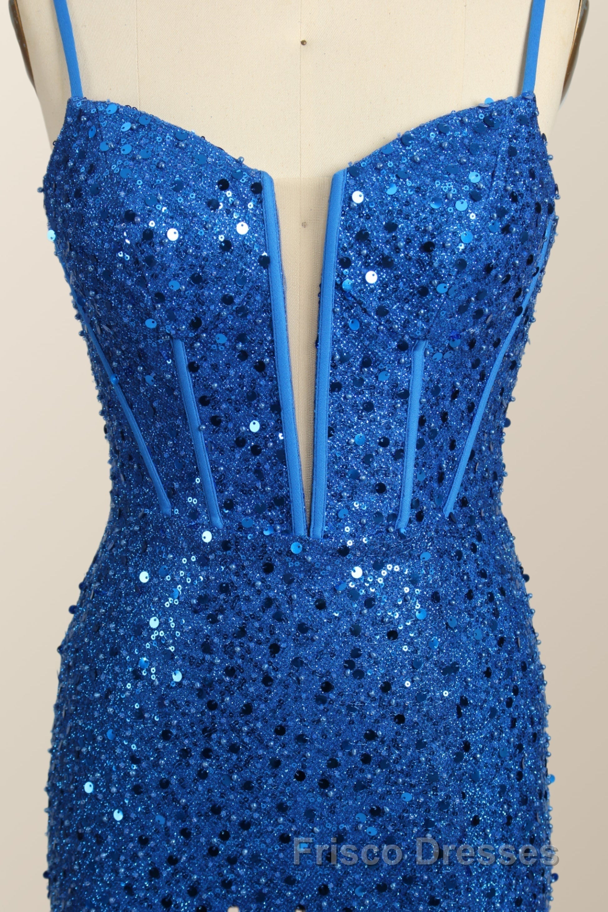 Royal Blue Sequin Mermaid Long Formal Prom Dress