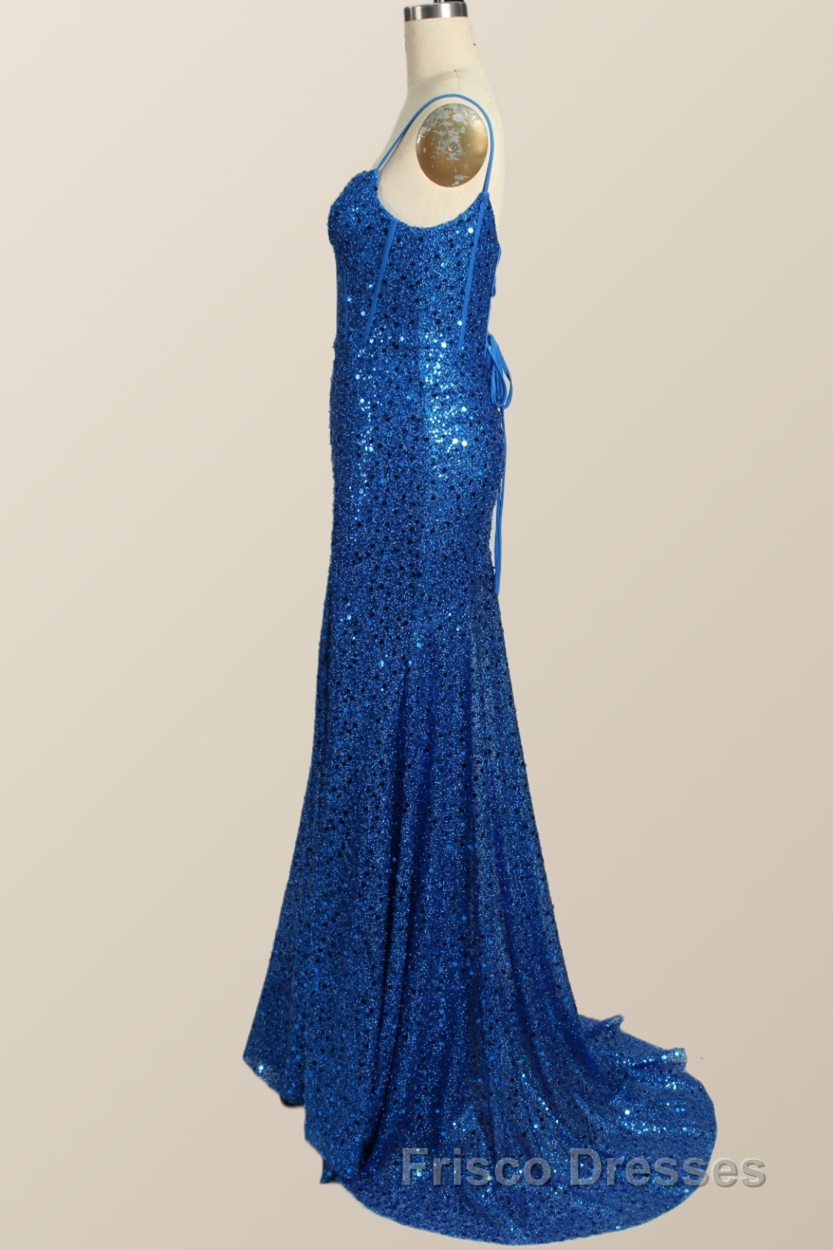Royal Blue Sequin Mermaid Long Formal Prom Dress