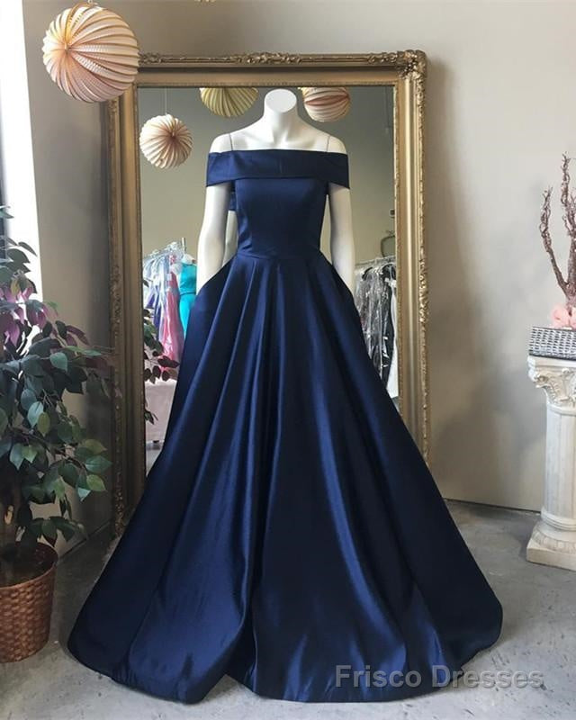 Simple Satin Off The Shoulder Long Prom Dress Ball Gowns Main image