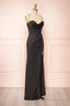 Black Prom Dresses, Corset Cowl Neck Maxi Dress, Black Bridesmaid Dress