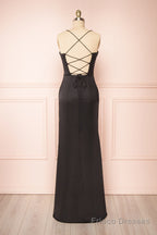 Black Prom Dresses, Corset Cowl Neck Maxi Dress, Black Bridesmaid Dress