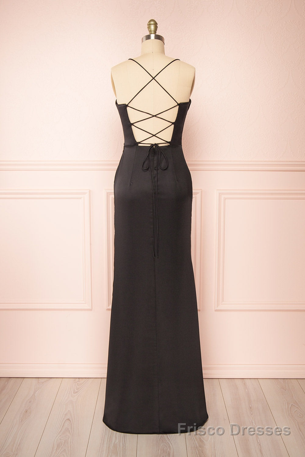 Black Prom Dresses, Corset Cowl Neck Maxi Dress, Black Bridesmaid Dress