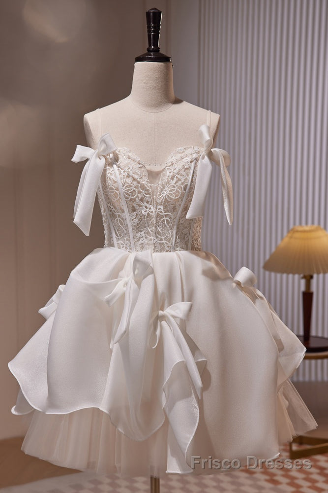 Ivory Spaghetti Straps Beading Lace Short Homecoming Dresses Secondary image