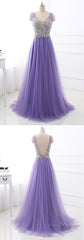 Lavender Tulle A-line Prom Dress Long Formal Dress for Wedding