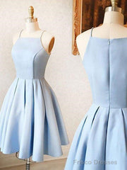 Light Blue Short Knee-Length Bridesmaid DressesProm Dresses