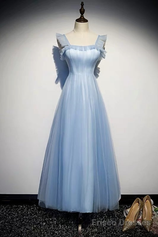 Light Blue Tulle Ankle Length Prom Dress Main image