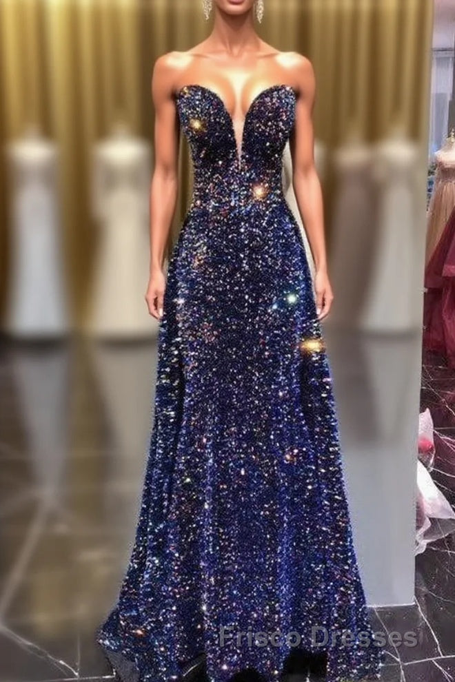 Chic Long Strapless Sparkly Tight Formal Prom Dress Formal Prom Party Dress Main image