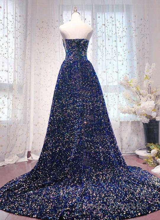 Chic Long Strapless Sparkly Tight Formal Prom Dress Formal Prom Party Dress Secondary image