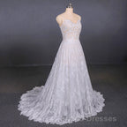 Charming Spaghetti Straps Long A-line Wedding Dress Beach Wedding Dress