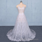 Charming Spaghetti Straps Long A-line Wedding Dress Beach Wedding Dress