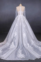 Long Sleeves Simple Elegant Wedding Dress Lace Wedding Gowns