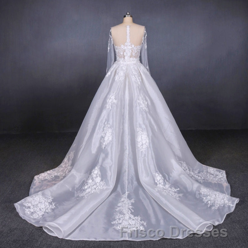 Long Sleeves Simple Elegant Wedding Dress Lace Wedding Gowns