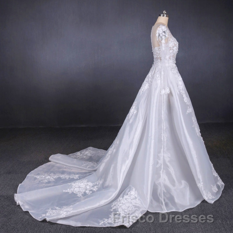 Long Sleeves Simple Elegant Wedding Dress Lace Wedding Gowns