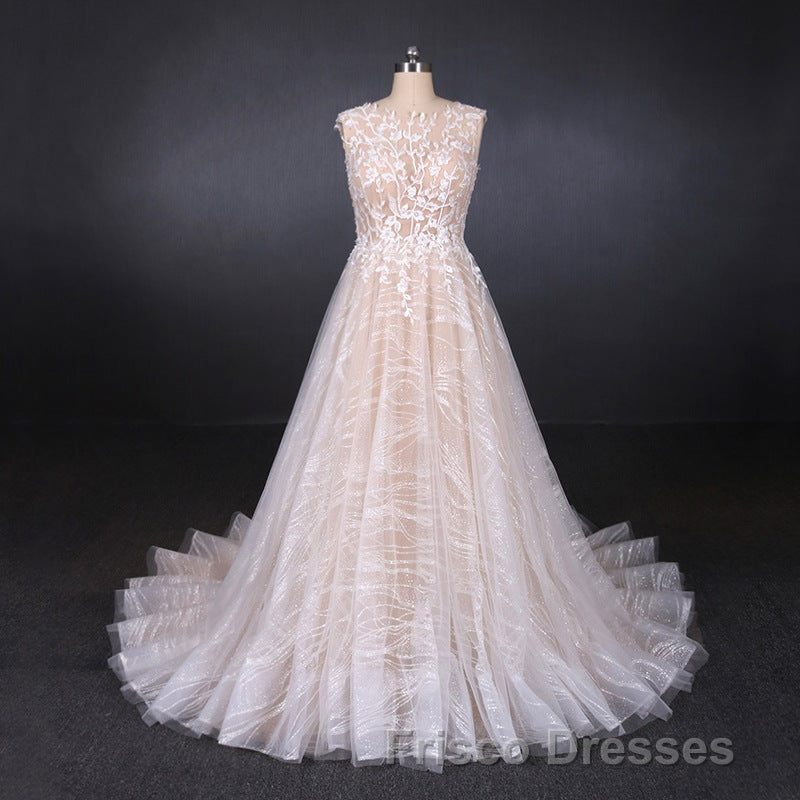 Gorgeous Long Backless Wedding Dress Ivory Lace Wedding Gowns