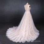Gorgeous Long Backless Wedding Dress Ivory Lace Wedding Gowns