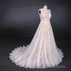 Gorgeous Long Backless Wedding Dress Ivory Lace Wedding Gowns