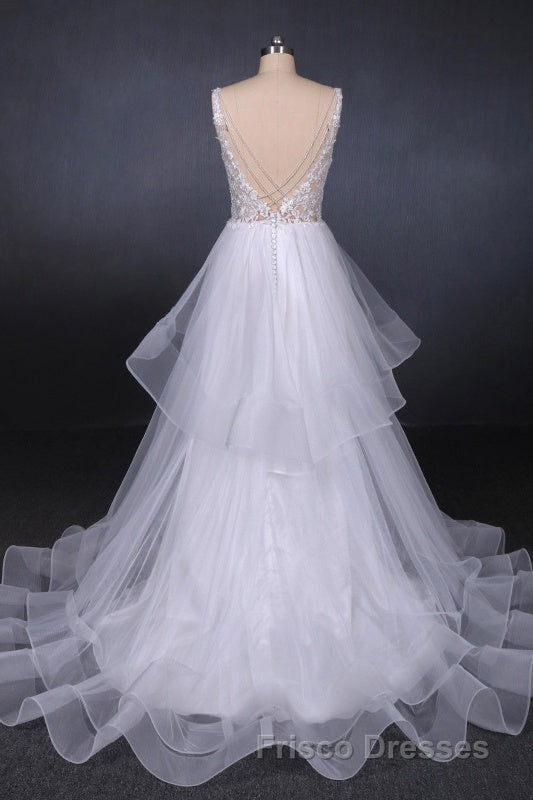 Charming V-neck Lace Wedding Dress Elegant Backless Wedding Gowns Secondary image