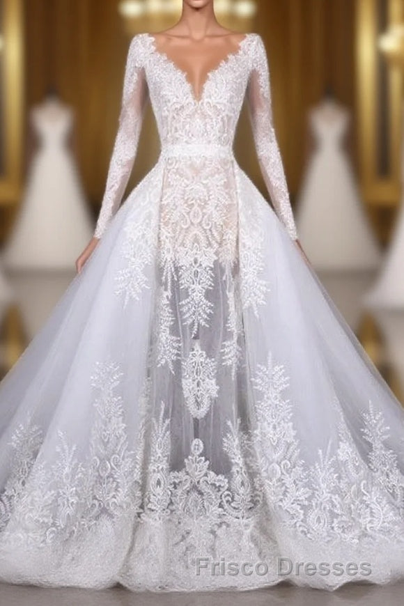 Elegant Long Sleeves Lace Wedding Dress Beautiful Bridal Dress Main image
