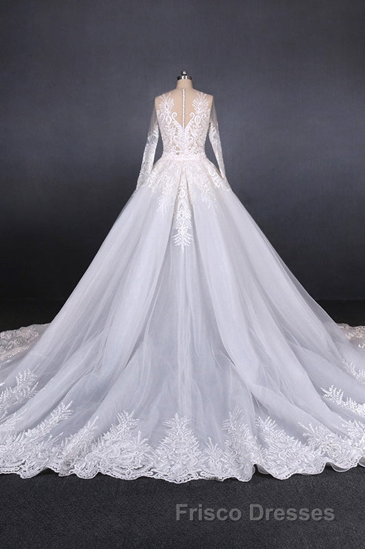 Elegant Long Sleeves Lace Wedding Dress Beautiful Bridal Dress Secondary image