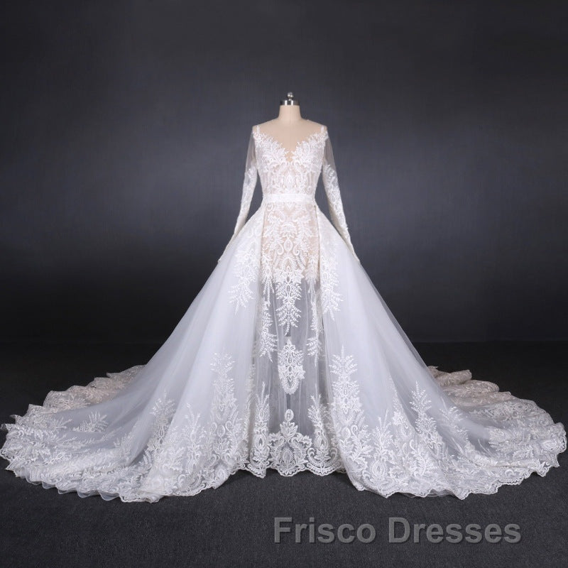 Elegant Long Sleeves Lace Wedding Dress Beautiful Bridal Dress