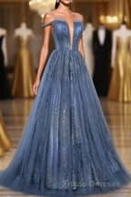 Lovely Tight A-line Lace Up Blue Formal Prom Dress For Girls Party Dress