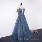 Lovely Tight A-line Lace Up Blue Formal Prom Dress For Girls Party Dress