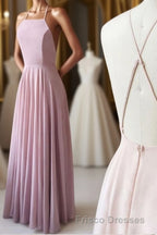 Cute Spaghetti Straps Sleeves Simple Long Formal Prom Dress For Girls