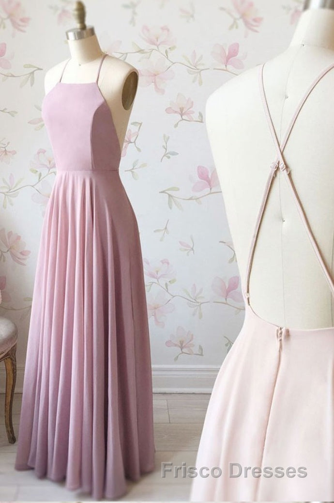 Cute Spaghetti Straps Sleeves Simple Long Formal Prom Dress For Girls Secondary image