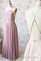 Cute Spaghetti Straps Sleeves Simple Long Formal Prom Dress For Girls