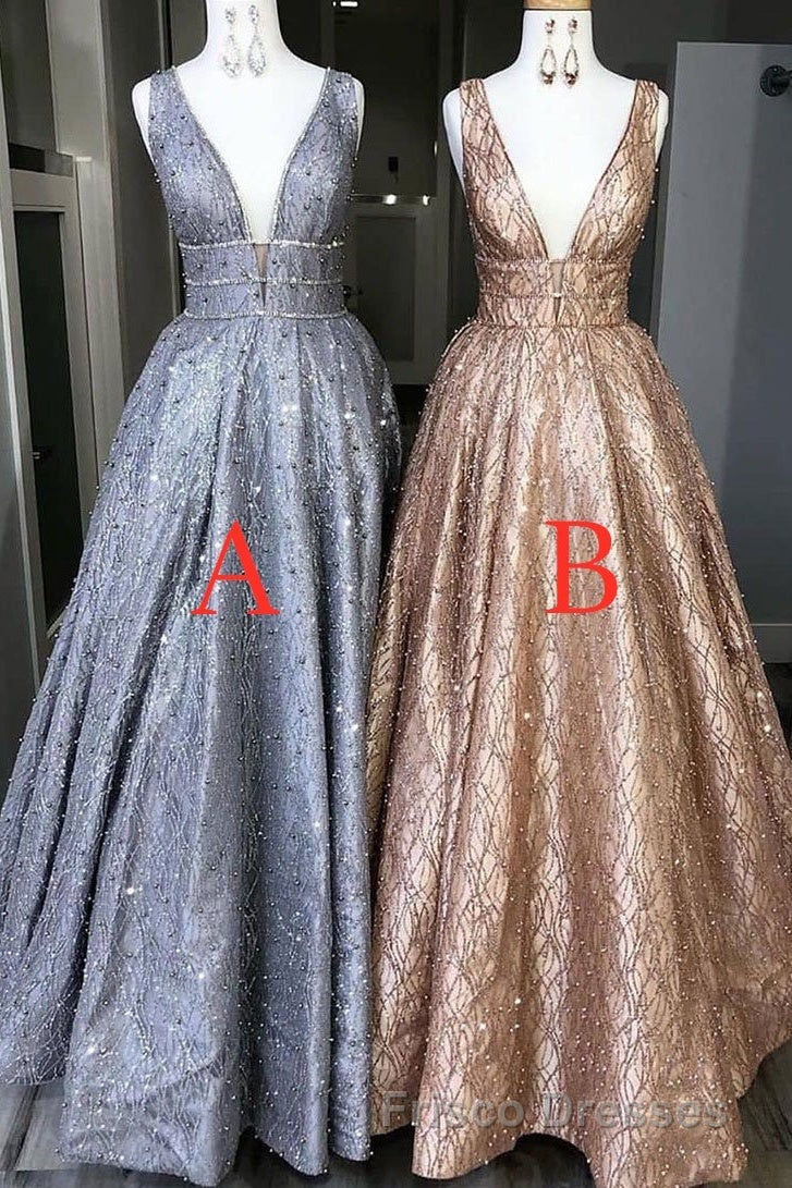 Amazing Unique V-neck Long Formal Prom Dress Gorgeous Modest Floor Length Party Dress Secondary image
