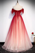 Burgundy Off The Shoulder Tulle Long Lace Up Formal Prom Dress Party Dress
