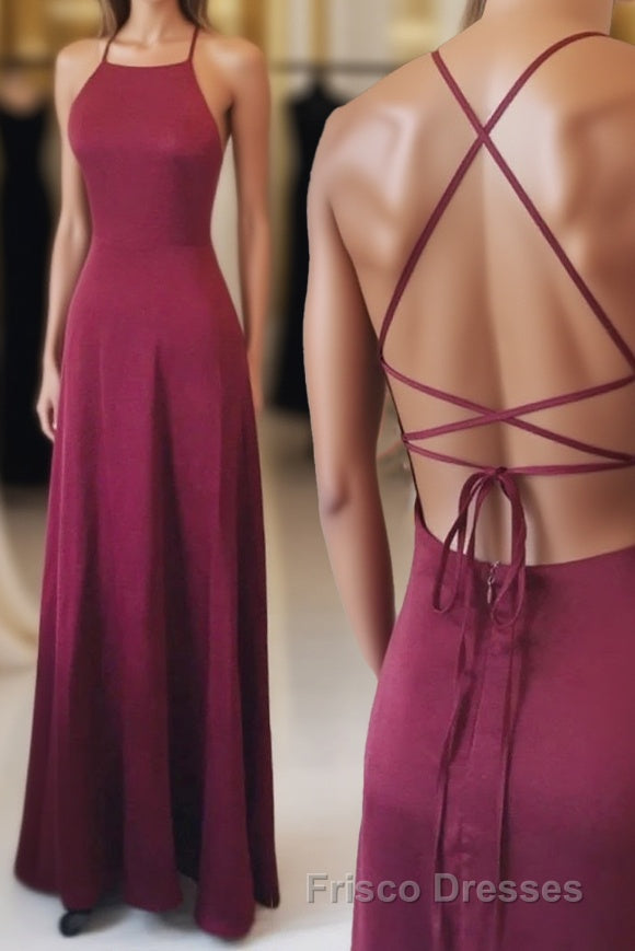 A-line Spaghetti Straps Long Backless Floor Length Bridesmaid Dress Party Dress Main image