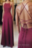 A-line Spaghetti Straps Long Backless Floor Length Bridesmaid Dress Party Dress