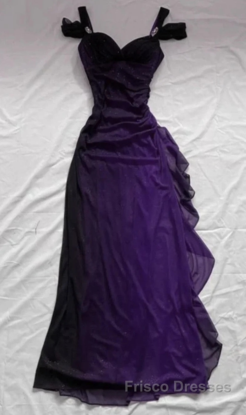 Purple A-line Chiffon Long Party Dresses Formal Prom Dresses, Purple Chiffon Evening Dresses Main image