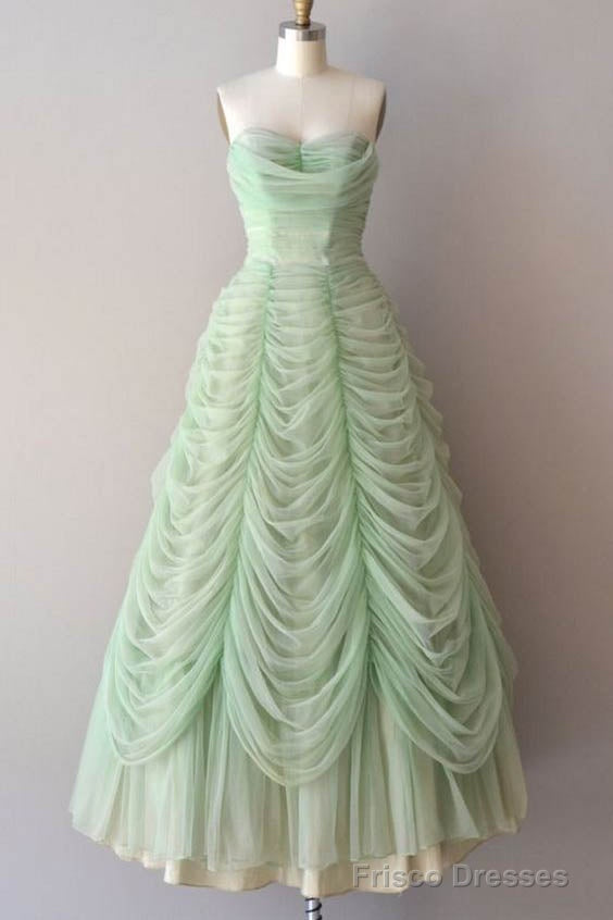 Mint Green Sweetheart Floor Length Long Prom Dresses, Ruched Chiffon Party Gown Main image