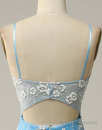 Mermaid Spaghetti Straps Key Hole Back Prom Dress With Split