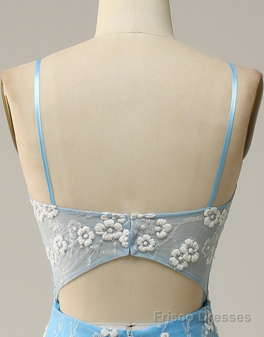 Mermaid Spaghetti Straps Key Hole Back Prom Dress With Split